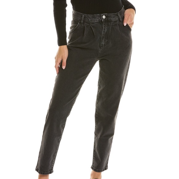 New Current/Elliott pleated high rise gravity black denim jeans - Picture 3 of 16